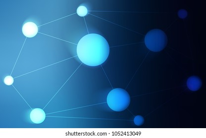 Dark BLUE vector layout with circles, lines. Abstract illustration with colorful discs and triangles. Pattern can be used for ads, leaflets.