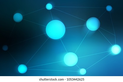 Dark BLUE vector layout with circles, lines. Abstract illustration with colorful discs and triangles. Pattern can be used for ads, leaflets.