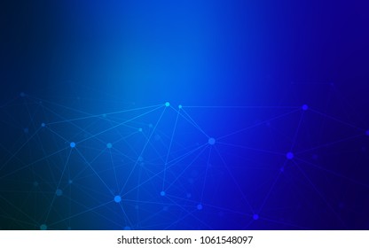 Dark BLUE vector layout with circles, lines. Decorative design in abstract style with triangle structure. Pattern can be used as texture of wallpapers.