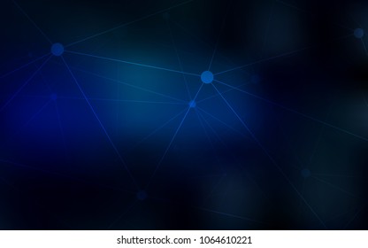 Dark BLUE vector layout with circles, lines. Glitter abstract illustration with connection of triangle structure. Pattern can be used for futuristic ad, booklets.