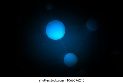 Dark BLUE vector layout with circles, lines. Abstract illustration with colorful discs and triangles. Completely new template for your brand book.