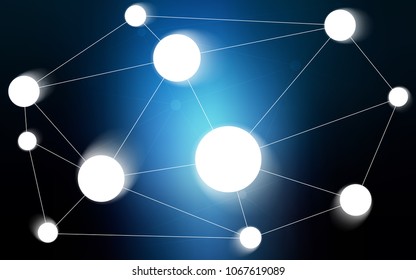 Dark BLUE vector layout with circles, lines. Illustration with set of colorful abstract circles and lines. Pattern can be used for ads, leaflets.