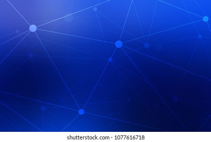 Dark BLUE vector layout with circles, lines. Glitter abstract illustration with connection of triangle structure. Pattern can be used for futuristic ad, booklets.