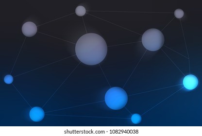 Dark BLUE vector layout with circles, lines. Colorful illustration with circles and lines in futuristic style. Pattern can be used for futuristic ad, booklets.