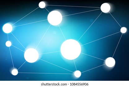 Dark BLUE vector layout with circles, lines. Colorful illustration with circles and lines in futuristic style. Pattern can be used as texture of wallpapers.