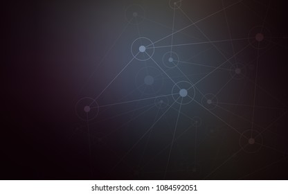 Dark BLUE vector layout with circles, lines. Design with connection of dots and lines on colorful background. Pattern can be used for beautiful websites.