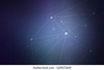 Dark BLUE vector layout with circles, lines. Glitter abstract illustration with connection of triangle structure. Pattern can be used for ads, leaflets.
