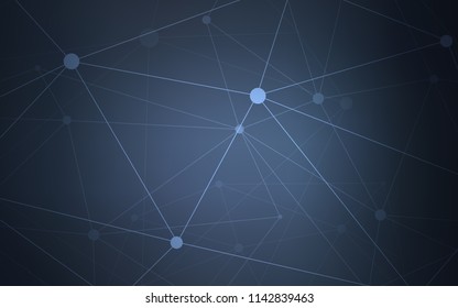 Dark BLUE vector layout with circles, lines. Abstract illustration with colorful discs and triangles. Pattern can be used for beautiful websites.