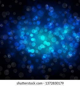Dark BLUE vector layout with circles. Glitter abstract illustration with colorful drops. Design for posters, banners.