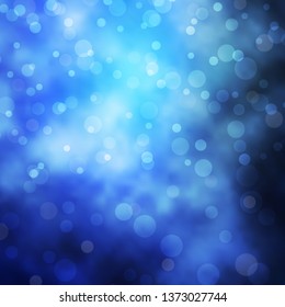 Dark BLUE vector layout with circles. Abstract colorful disks on simple gradient background. Pattern for business ads.