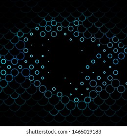 Dark BLUE vector layout with circles. Abstract decorative design in gradient style with bubbles. Pattern for booklets, leaflets.