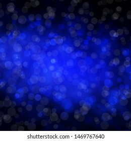 Dark BLUE vector layout with circles. Abstract decorative design in gradient style with bubbles. Pattern for wallpapers, curtains.