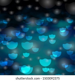 Dark BLUE vector layout with circles, stars. Colorful illustration with gradient dots, stars. Pattern for websites.
