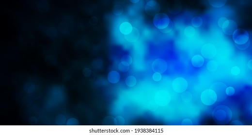 Dark BLUE vector layout with circles. Illustration with set of shining colorful abstract spheres. Pattern for websites, landing pages.