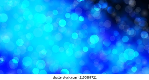 Dark BLUE vector layout with circles. Illustration with set of shining colorful abstract spheres. Pattern for booklets, leaflets.