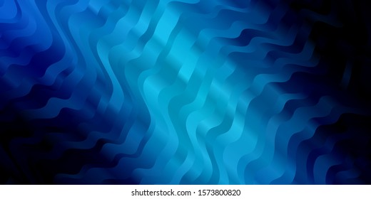 Dark BLUE vector layout with circular arc. Colorful illustration in abstract style with bent lines. Pattern for websites, landing pages.