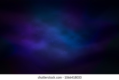 Dark BLUE vector layout with cosmic stars. Blurred decorative design in simple style with galaxy stars. Pattern for astrology websites.