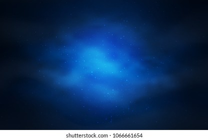 Dark BLUE vector layout with cosmic stars. Space stars on blurred abstract background with gradient. Pattern for astronomy websites.