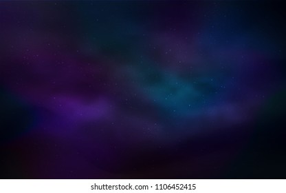 Dark BLUE vector layout with cosmic stars. Blurred decorative design in simple style with galaxy stars. Template for cosmic backgrounds.