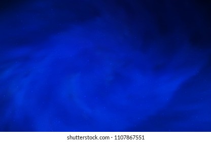 Dark BLUE vector layout with cosmic stars. Blurred decorative design in simple style with galaxy stars. Template for cosmic backgrounds.