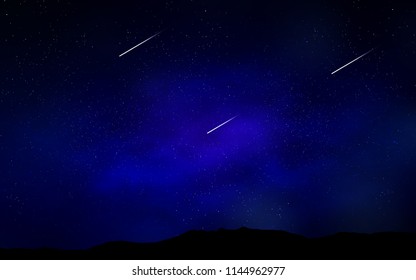 Dark BLUE vector layout with cosmic stars. Shining illustration with sky stars on abstract template. Pattern for astronomy websites.