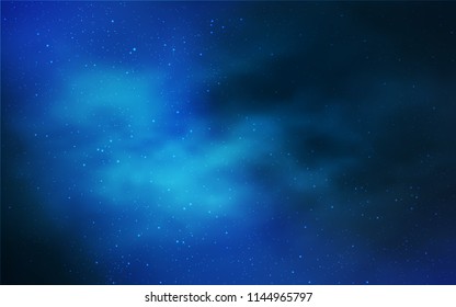 Dark BLUE vector layout with cosmic stars. Shining illustration with sky stars on abstract template. Pattern for futuristic ad, booklets.