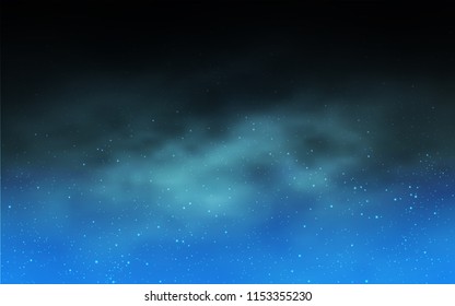 Dark BLUE vector layout with cosmic stars. Space stars on blurred abstract background with gradient. Pattern for futuristic ad, booklets.