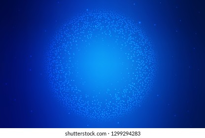 Dark BLUE vector layout with cosmic stars. Glitter abstract illustration with colorful cosmic stars. Pattern for futuristic ad, booklets.