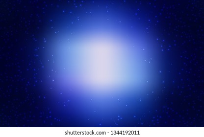 Dark BLUE vector layout with cosmic stars. Space stars on blurred abstract background with gradient. Pattern for astronomy websites.