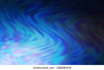 Dark BLUE vector layout with cosmic stars. Blurred decorative design in simple style with galaxy stars. Pattern for astronomy websites.