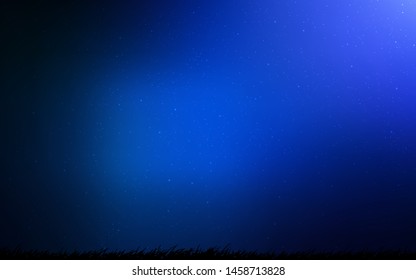 Dark BLUE vector layout with cosmic stars. Space stars on blurred abstract background with gradient. Pattern for astronomy websites.