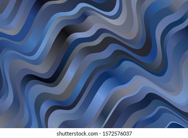 Dark BLUE vector layout with curved lines. Colorful geometric sample with gradient lines.  A completely new design for your business.
