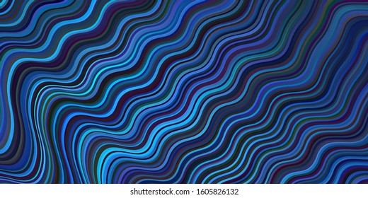 Dark BLUE vector layout with curved lines. Brand new colorful illustration in simple style. Colorful wave pattern for your design.