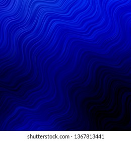 Dark BLUE vector layout with curves. Bright sample with colorful bent lines, shapes. Pattern for commercials, ads.