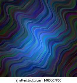 Dark BLUE vector layout with curves. Illustration in halftone style with gradient curves. Best design for your ad, poster, banner.