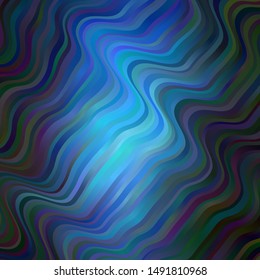Dark BLUE vector layout with curves. Colorful abstract illustration with gradient curves. Pattern for booklets, leaflets.