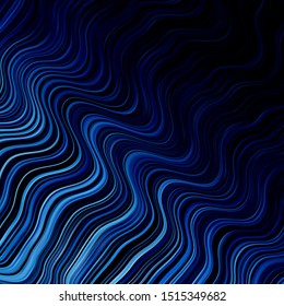 Dark BLUE vector layout with curves. Colorful illustration, which consists of curves. Pattern for ads, commercials.