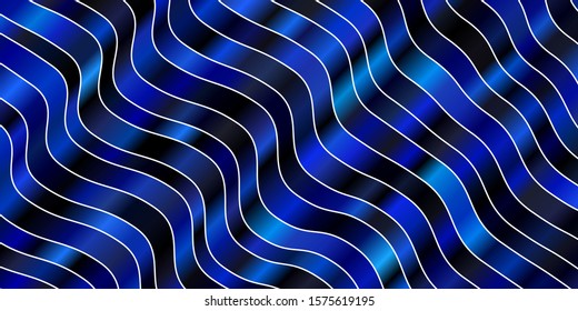 Dark BLUE vector layout with curves. Colorful illustration in circular style with lines. Best design for your posters, banners.