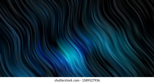 Dark BLUE vector layout with curves. Illustration in halftone style with gradient curves. Pattern for websites, landing pages.