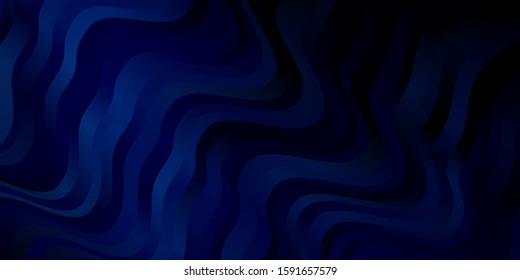 Dark BLUE vector layout with curves. Abstract gradient illustration with wry lines. Template for your UI design.