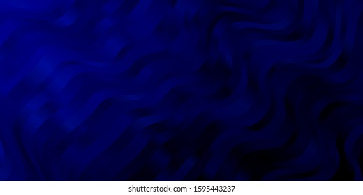 Dark BLUE vector layout with curves. Abstract illustration with bandy gradient lines. Pattern for websites, landing pages.