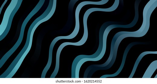 Dark BLUE vector layout with curves. Abstract gradient illustration with wry lines. Pattern for business booklets, leaflets