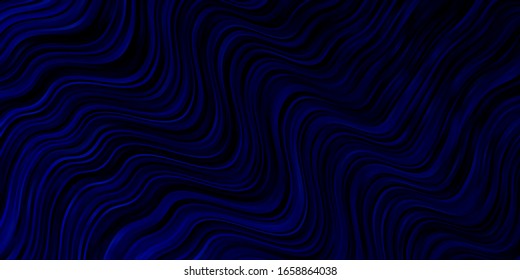 Dark BLUE vector layout with curves. Gradient illustration in simple style with bows. Template for cellphones.