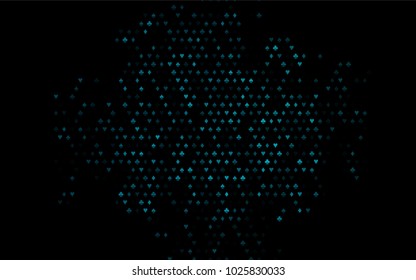 Dark BLUE vector layout with elements of cards. Blurred decorative design of hearts, spades, clubs, diamonds. Design for ad, poster, banner of gambling websites.