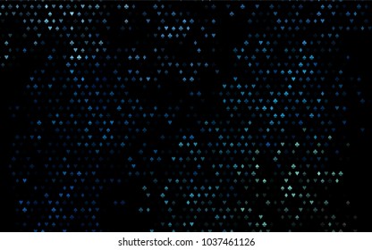 Dark BLUE vector layout with elements of cards. Shining illustration with hearts, spades, clubs, diamonds. Pattern for leaflets of poker games, events.