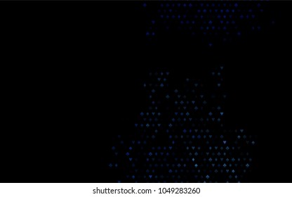 Dark BLUE vector layout with elements of cards. Glitter abstract sketch with isolated symbols of playing cards. Template for business cards of casinos.