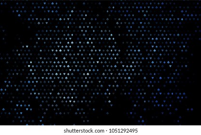 Dark BLUE vector layout with elements of cards. Blurred decorative design of hearts, spades, clubs, diamonds. Pattern for leaflets of poker games, events.
