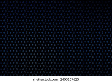 Dark blue vector layout with elements of cards. Shining illustration with hearts, spades, clubs, diamonds. Pattern for leaflets of poker games, events.