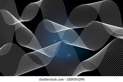 Dark BLUE vector layout with festival confetti. Modern geometrical abstract illustration with carnival ribbons. The template can be used as a background for postcards.