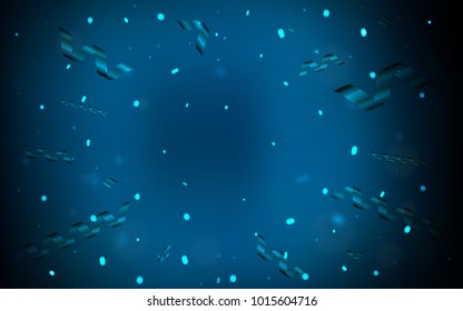 Dark BLUE vector layout with festival confetti. Modern geometrical abstract illustration with carnival ribbons. The pattern can be used for birthday gifts, congratulations.